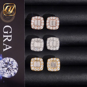 Luxury 18K Gold Plated Moissanite <b>Stud</b> Earrings <b>Emerald</b> Cut Geometric Design Unisex Everyday Wear Jewelry - Product Image 5