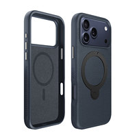 Étui de téléphone hybride en TPU+PC et cuir PU compatible avec iPhone 18, étui de charge magnétique avec support arrière rotatif à 360°