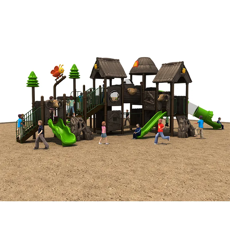 야외 그네 어린이 놀이터 놀이 공원 장비 아이 놀이터 세트 숲 샬레 시리즈 슬라이드