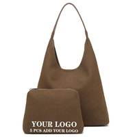 Sac fourre-tout hobo en daim pour femme, lot de 2, grande capacité, sac à bandoulière avec pochette à cosmétiques, logo personnalisé, sacs décontractés et tendance pour le quotidien