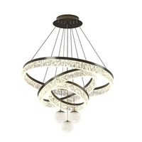 Lustre LED moderne et luxueux en aluminium avec télécommande à trois couleurs à intensité variable pour salon et salle à manger