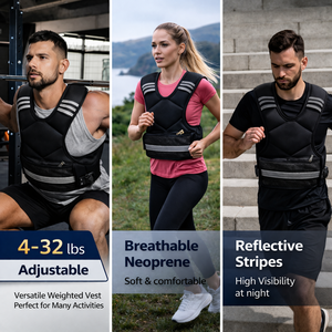 Gilet lesté avec bandes réfléchissantes, réglable, en néoprène, ergonomique, dos en X, respirant, résistant à la transpiration, unisexe, pour la course à pied, la remise en forme et l'entraînement - Product Image 2