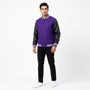 Wholesale Custom Baseball Letterman Varsity Jacket Stand Collar Front Logo Winter Wool for Men High Street Style - Product Image 1