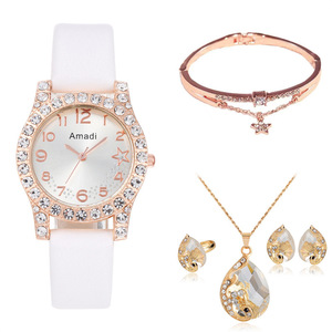 Montre décontractée pour femme Amadi, cadran simple étoile à cinq branches, ensemble de bijoux cinq pièces, mouvement à quartz, alliage 16 mm - Product Image 4