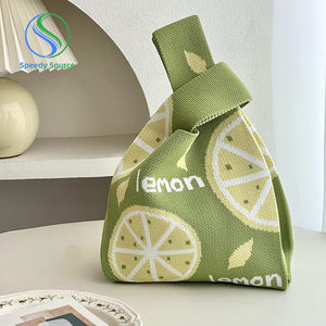 Bolso de Mano Mini Tejido a Mano para Mujer, Diseño de Frutas, Forro de Cuero Genuino, Bolso de Compras Reutilizable, Capacidad de 2-2.9L - Product Image 1