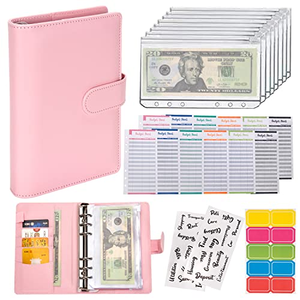 Carnet de budget personnalisé avec serrure à combinaison, reliure à feuilles mobiles, couverture en PU rose/blanc, 100 feuilles - Product Image 3