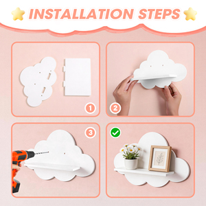 Étagère murale en plastique non pliable, style nuage de dessin animé, à une seule couche, non perforée, pour usage domestique - Product Image 5
