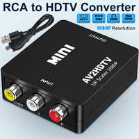1080P Mini RCA komposit CVBS AV ke HDTV Video adaptor Audio AV2HDTV konverter dengan USB kabel pengisi daya baru untuk TV Laptop