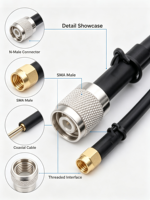 Câble d'antenne Aurora Yu N-Male vers SMA RG58/LMR100 en cuivre toronné à faible perte 50 Ohm pour récepteurs GPS, routeurs WiFi, appareils FPV