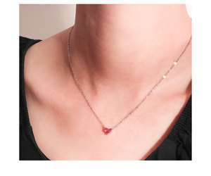 สร้อยคอเงินแท้ S925 รูปหัวใจประดับเพชรซิคอน พร้อมพลอยประจำเดือนเกิด 12 แบบ สร้อยคอขนาดกะทัดรัดสำหรับวันวาเลนไทน์ - Product Image 6
