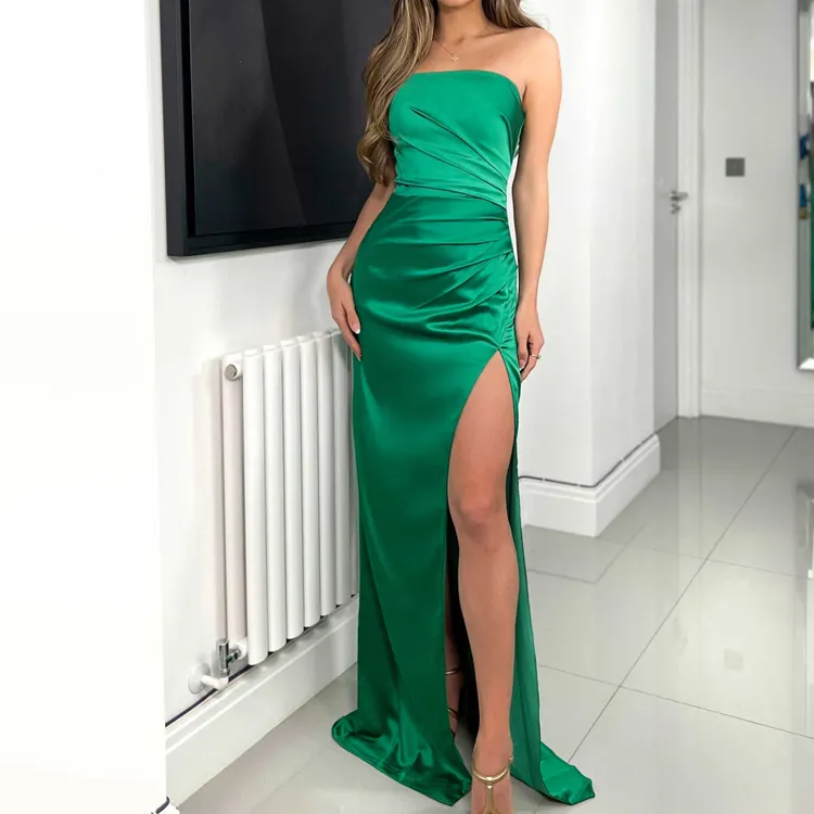 Long Satin Customize Any Color Emerald Green Evening Dresses Prom Dresses Party 2022 Stylish Evening Party Wear Evening Dress