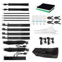 2 Peralatan Studio Foto 2.6*3m Stand Latar Belakang Fotografi Set Backdrop Soft Box Payung Kit Pencahayaan Gagang Portabel