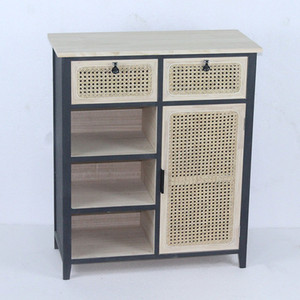Lemari Kayu Rotan Hitam Modern Ruang Tamu dengan <span class=keywords><strong>2</strong></span> Laci Aksen Dada - Product Image 5