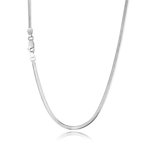 Collana a spina di pesce piatta in argento sterling 925 placcato rodio, alla moda, per donna, per matrimoni, feste e fidanzamenti - Product Image 1