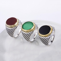 Nuevo 2015 joyería de plata esterlina gran anillo de piedra para hombre rubí CZ anillo