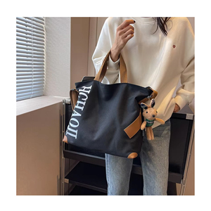 Moda popolare grande capacità borse di tela a tracolla custom tasca interna e cerniera personalizzata crossbody tela tote bag per ragazza - Product Image 1