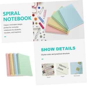 צבעים וינטאג 'מדפים ספירליים ניידים עור יציב פנקס סליל נייד עבור התלמידים כתיבת כתבי עת נייר עבה - Product Image 6