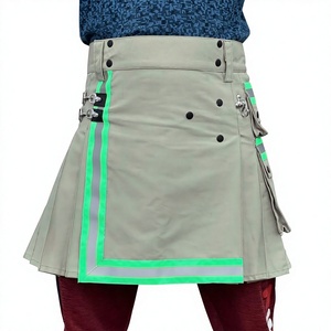Falda Táctica para Hombre con Franjas Reflectantes y Bolsillos Utilitarios, Falda de Poliéster Gris para Actividades al Aire Libre - Product Image 1