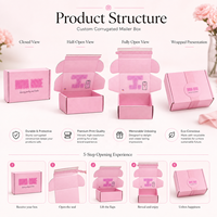 Boîtes en carton ondulé rose personnalisées pour emballage cadeau de cils cosmétiques, avec bande de déchirement facile, pour expédition, luxe