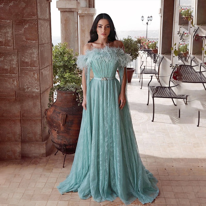 Turkey Gowns Custom Elegant Formal Women Long Feather Evening Dresses|  Alibaba.com