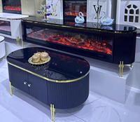 Meuble TV YSS au design moderne et épuré, ensemble de tables basses de luxe avec plateau en marbre noir, ensemble de tables centrales en pierre pour l'ameublement de la maison