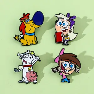도매 귀여운 The Fairly Oddf부모 캐릭터 배지 스톡 애니메이션 금속 공예 사용자 정의 부드러운 에나멜 핀