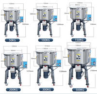 Mélangeur vertical en acier inoxydable |   Capacité de 50 à 200 kg |   Mélangeur automatique de poudre et de granulés plastiques pour le moulage par injection