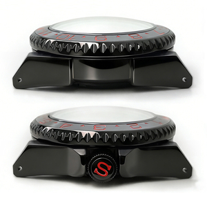 Caja de Reloj Samurai Negra Brillante SKX <span class=keywords><strong>MOD</strong></span> NH35 NH34, Corona a las 3 en Punto, Anillo de Capítulo, Inserto de Cerámica, Piezas de Repuesto para Bisel, Modificación - Product Image 6