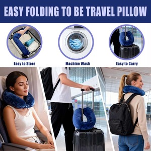 بطانية سفر أو وسادة رقبة 2 في 1، بطانية ناعمة ودافئة مع غطاء وسادة رقبة مريح، طقم بطانية محمول للطائرة والتخييم والسيارة - Product Image 5