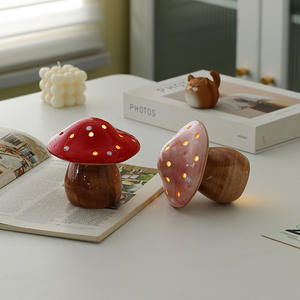 Mignon Céramique Atmosphère Champignon Veilleuse Lampe De Chevet Chambre Dortoir Décoration Pour Cadeau - Product Image 4