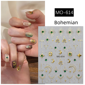 Hot Stamping Nail Stickers 3D Embossed Rhinestone Inlaid Silver Foil Self Adhesive Nail Art Decals DIY Salon Manicure - Product Image 2