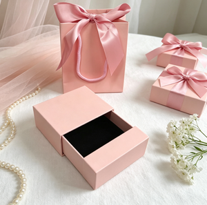 Boîte cadeau de luxe pour bijoux avec ruban et sac cadeau en papier, ensemble d'emballage élégant pour mariage, anniversaire, cadeau de bijoux - Product Image 6