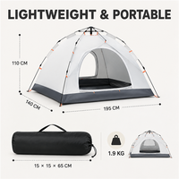 Tente de camping instantanée double couche Oxford pour 3-4 personnes, imperméable, résistante aux UV, avec des pièces modulaires connectables
