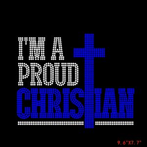 <span class=keywords><strong>Chaud</strong></span> <span class=keywords><strong>je</strong></span> <span class=keywords><strong>suis</strong></span> un fier chrétien croix personnalisé religieux strass transfert conception fer sur Motif Patch de transfert de chaleur pour T-shirts - Product Image 4