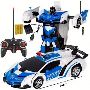 Voitures télécommandées transformables en robot pour enfants, jouets, 2,4 GHz, échelle 1:18, voiture de course avec déformation à un bouton - Product Image 3