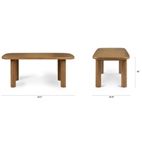 Table à manger architecturale en chêne brun de style mid-century, bureau de cuisine arrondi de taille personnalisable, mobilier de luxe écologique en finition huile cirée