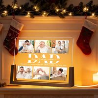 Lampe de nuit LED 3D multicolore en acrylique, base en bois de hêtre en forme de U, à intensité variable, décoration de bureau et de chambre, cadeau de Noël créatif