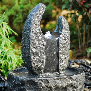 Pierre décorative de Patio et jardin, 6 pièces, sculpture de pierre noire, à eau en granit, ornement de fontaine pour le terrasse de la cour en plein air