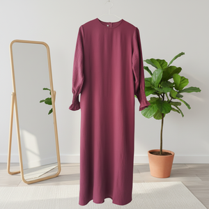 Vestido Maxi Musulmán de Moda, Modesto y Transpirable, de Poliéster, con Cuello, Puños con Volantes, Bolsillos Laterales Plisados y Cremallera Trasera Invisible - Product Image 5
