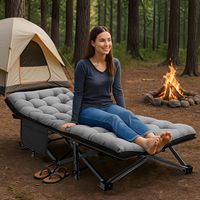 Lit de camping pliable avec matelas rembourré, cadre en aluminium, pliable et portable, pour dormir en plein air, pour le camping et la détente dans la cour