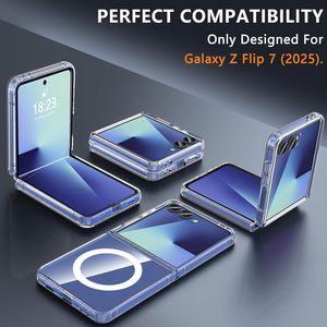 Funda Magnética Transparente para Teléfono <span class=keywords><strong>Samsung</strong></span> ZFlip8, Funda Protectora Plegable para Zflip7 con Airbag Anticaídas y Antiamarilleo - Product Image 4