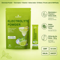 Poudre d'électrolytes AegleWell avec vitamines et acides aminés, Mojito, hydratation, récupération, performance post-entraînement, énergie sportive, 30 sachets