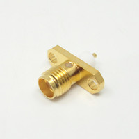 Conector Coaxial RF de Alto Rendimiento de 50 Ohmios, Chapado en Oro, SMA Hembra, con 2 Orificios para Montaje en Brida, para Satcom/Antena