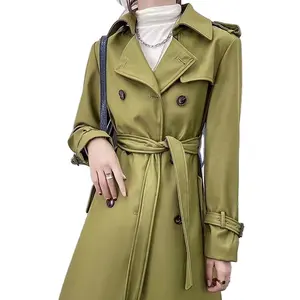 도매 사용자 정의 새로운 패브릭 럭셔리 숙녀 봄과 가을 방수 윈드 브레이커 트렌치 코트 자켓 여성