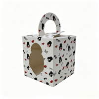 Boîte à pâtisserie personnalisée imprimée, emballage de biscuits en gros OEM avec fenêtre en PVC et poignée en ruban, motif fille mignon, boîte cadeau alimentaire