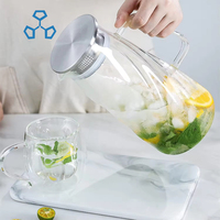Pichet à eau en verre de 57 oz ensembles de carafe en verre à eau et pichet à thé glacé avec couvercle pour réfrigérateur pichet à jus pour voiture et usage domestique