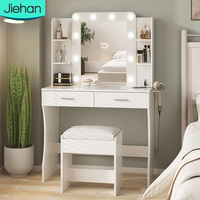 Meuble de dressing au design moderne, petite coiffeuse pour filles avec tiroirs, table de maquillage simple en bois avec miroir