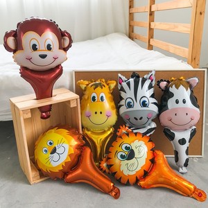 Ballons en aluminium en gros sur le thème des animaux <span class=keywords><strong>de</strong></span> la jungle, tigre, singe, <span class=keywords><strong>girafe</strong></span>, lion, vache, zèbre, à tenir à la main, pour les fêtes d'anniversaire des enfants - Product Image 2