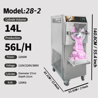 Machine à glace dure professionnelle 14L, congélateur à yogourt glacé en lots, machine à gelato italienne sur pied avec certifications CE/ETL