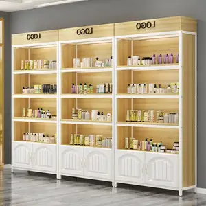 Custom Customized Shelves Racking Storage Wooden Store Retail Exhibition Perfume Cosmetic Display Shelf Cabinet Showcase Rack